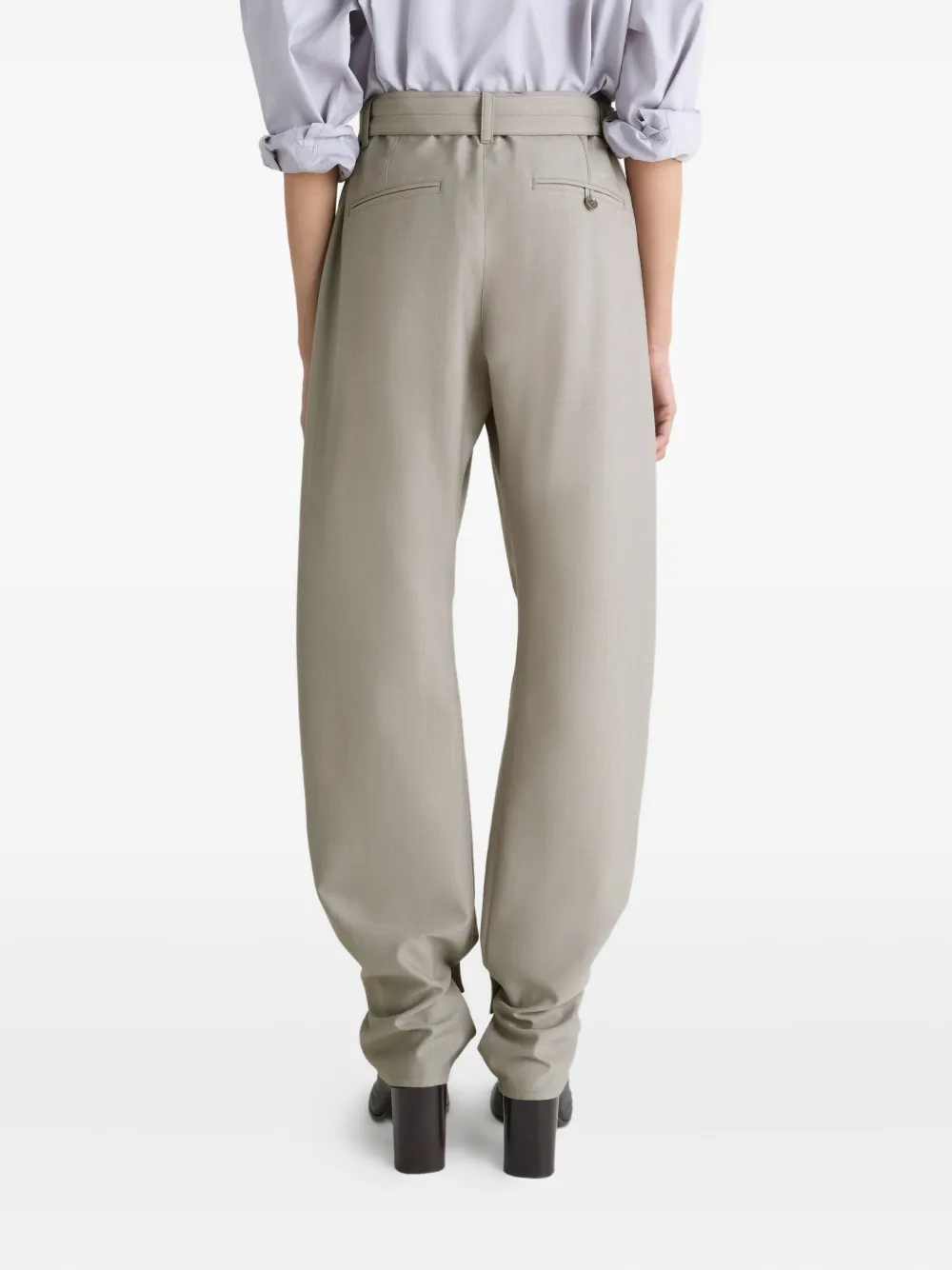Lemaire Belted Button-tab Trousers In Neutral