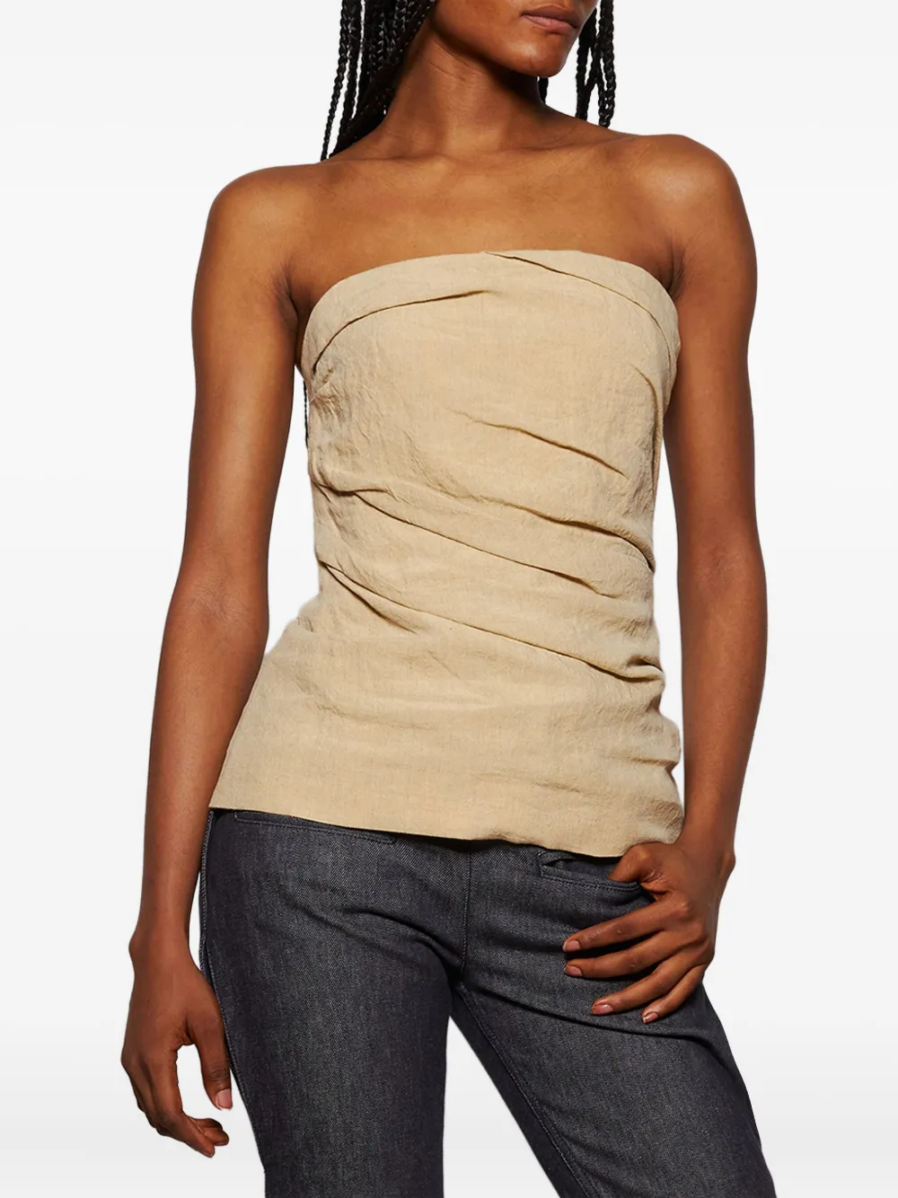 TOVE Izel draped bandeau top Beige