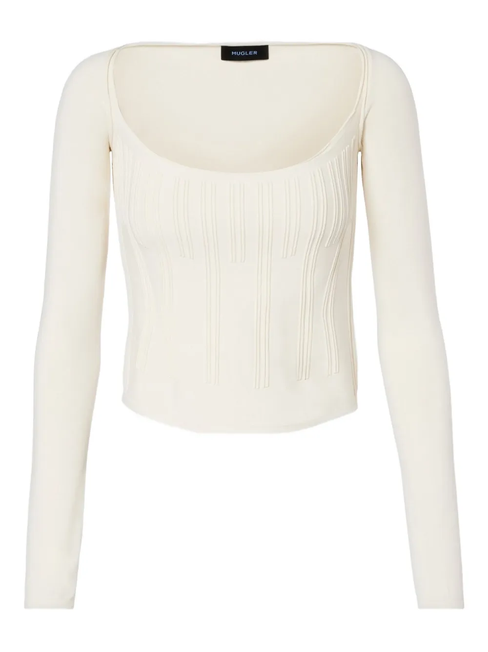 Mugler boning-detai long-sleeve top - Toni neutri