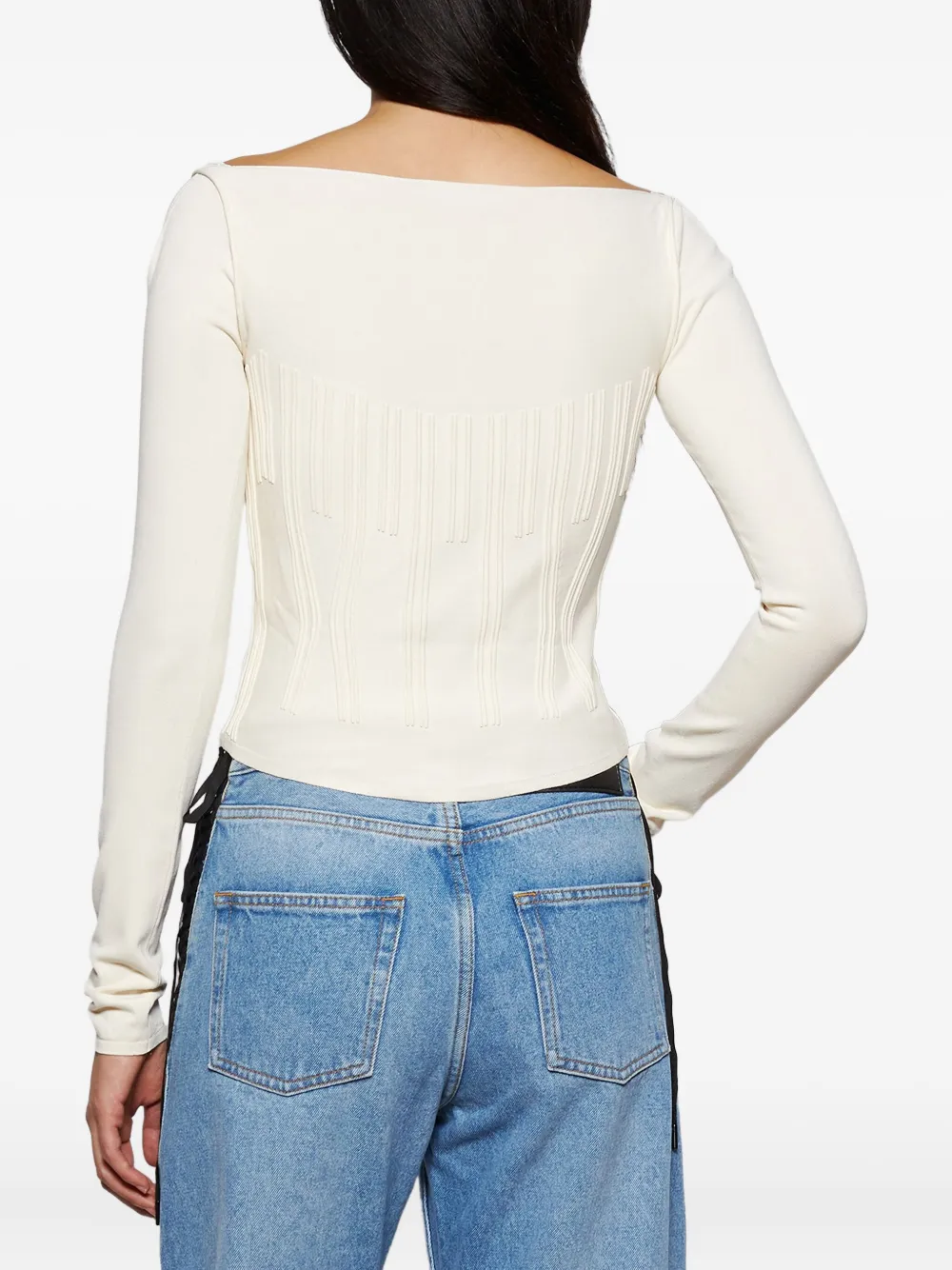 boning-detai long-sleeve top