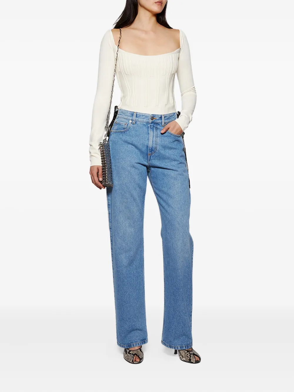 Mugler boning-detai long-sleeve top - Beige