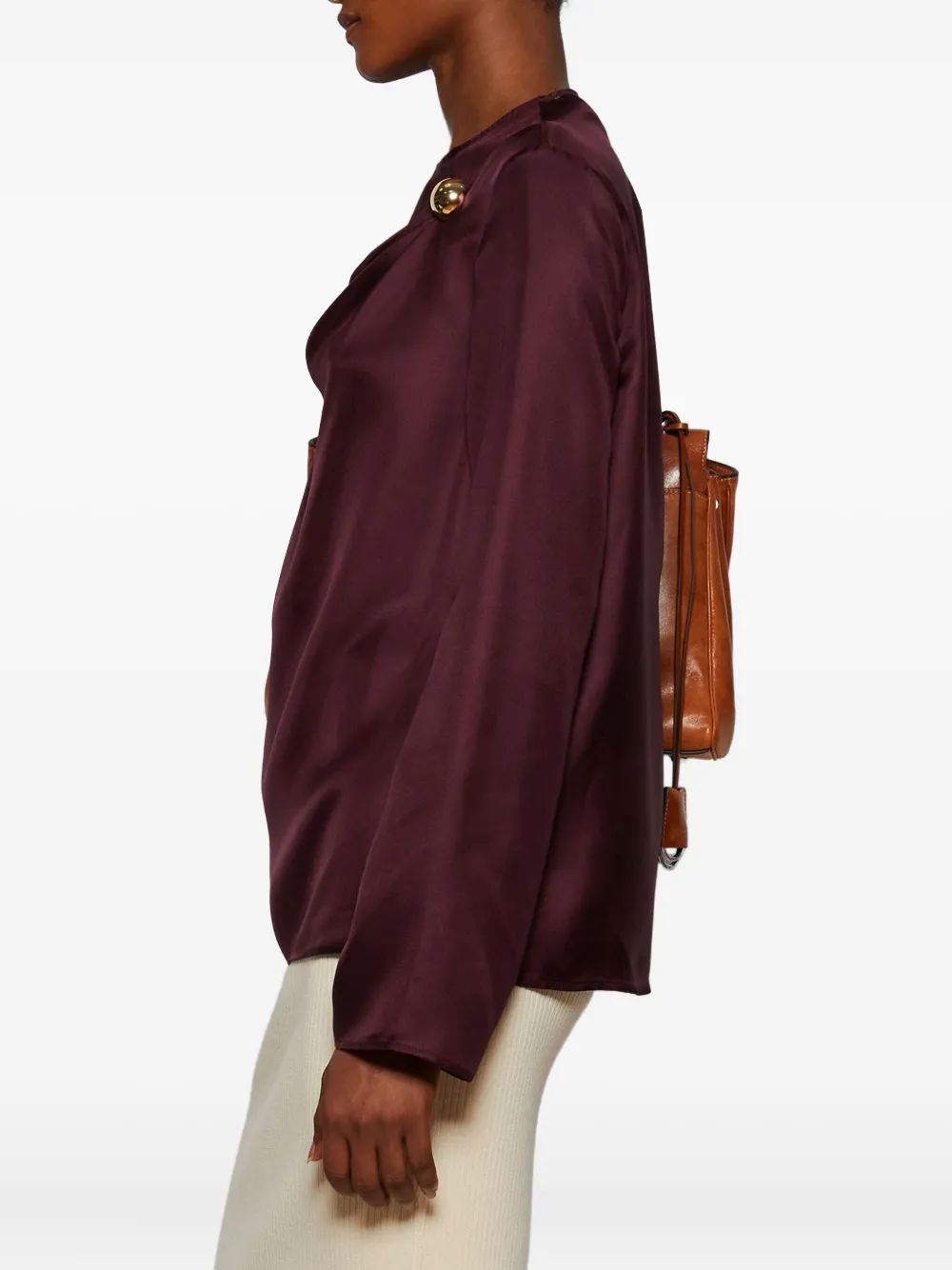 LouLou de Saison Azae gedrapeerde blouse met broche Rood