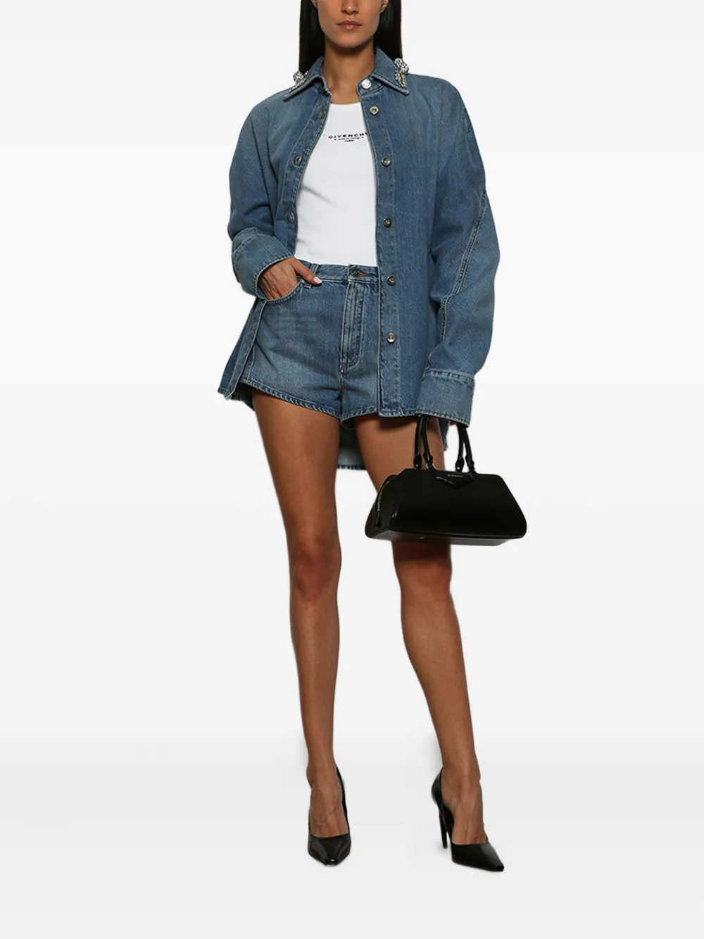 Givenchy Katoenen blouse verfraaid met kristallen - Blauw