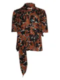 ACE HARPER tie-neck floral-print blouse - Brown