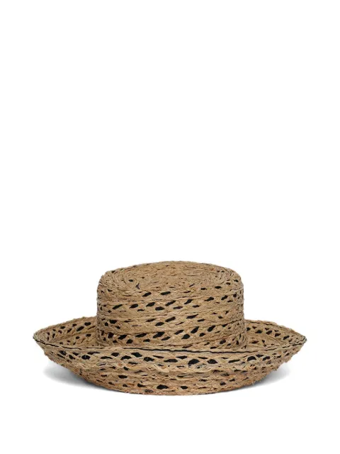 Gigi Burris Millinery طاقية قش مضفرة بتاج مسطح