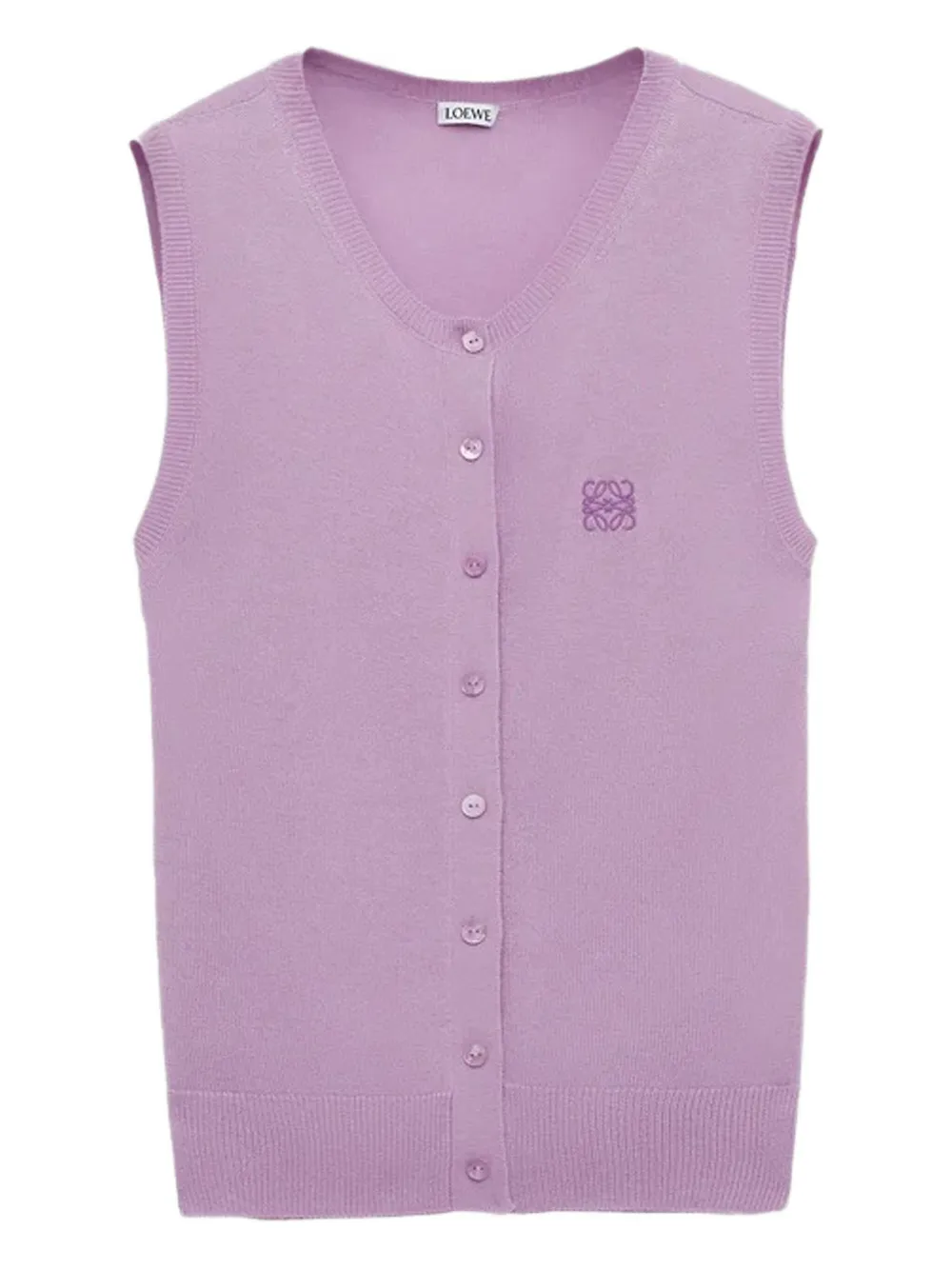 Loewe Buttoned Logo-embroidered Vest In Pink