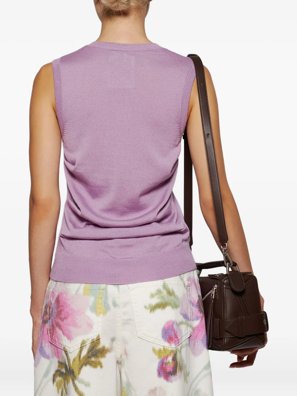 Loewe Buttoned Logo-embroidered Vest In Pink