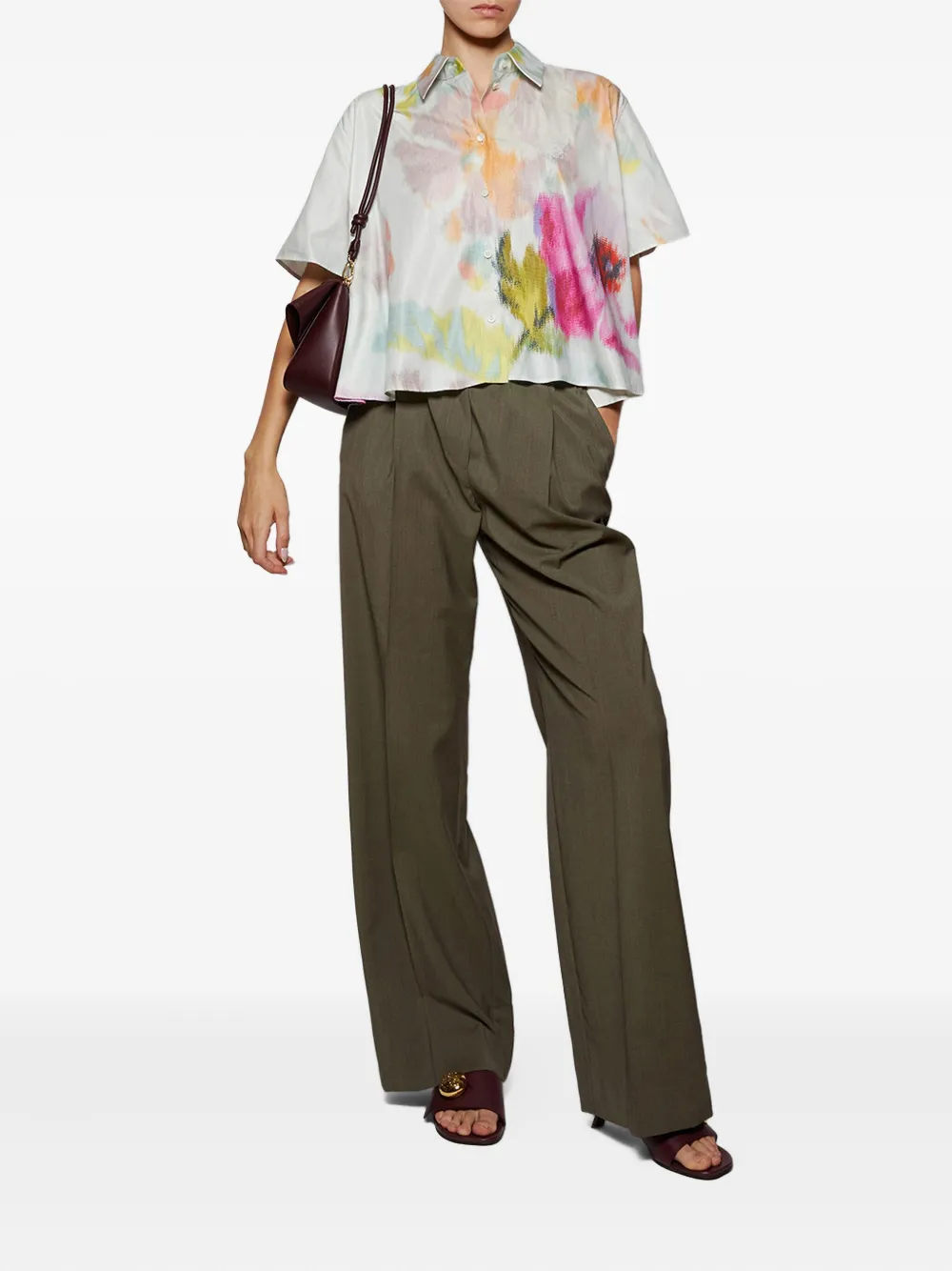 LOEWE floral-print trapeze shirt - Blauw