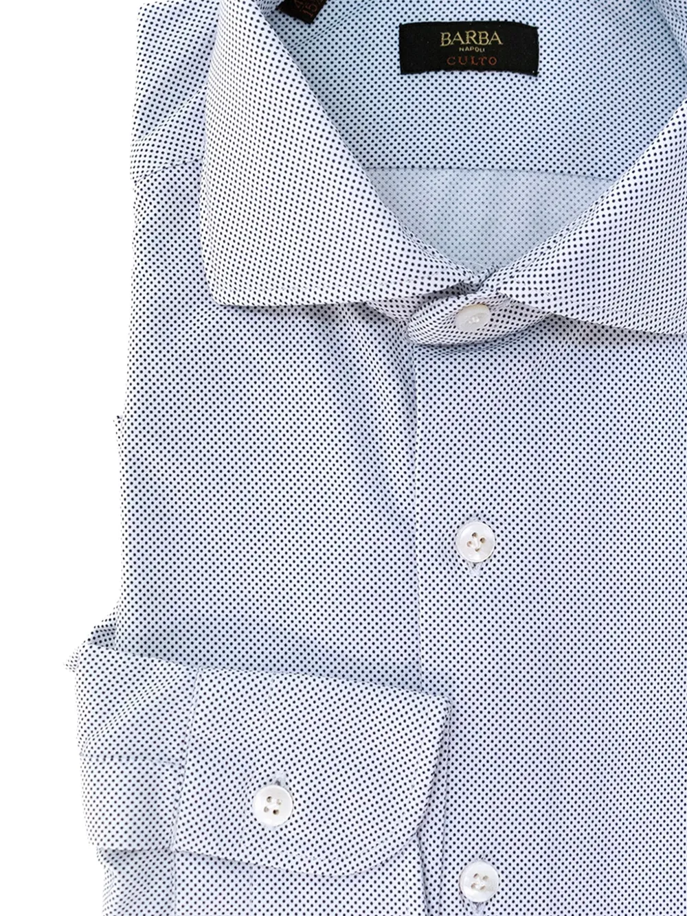 Barba Overhemd met stippen en patroon Blauw