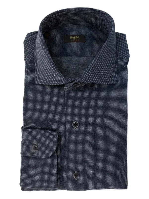 Barba Micro-dotted Button-down Shirt in Blue