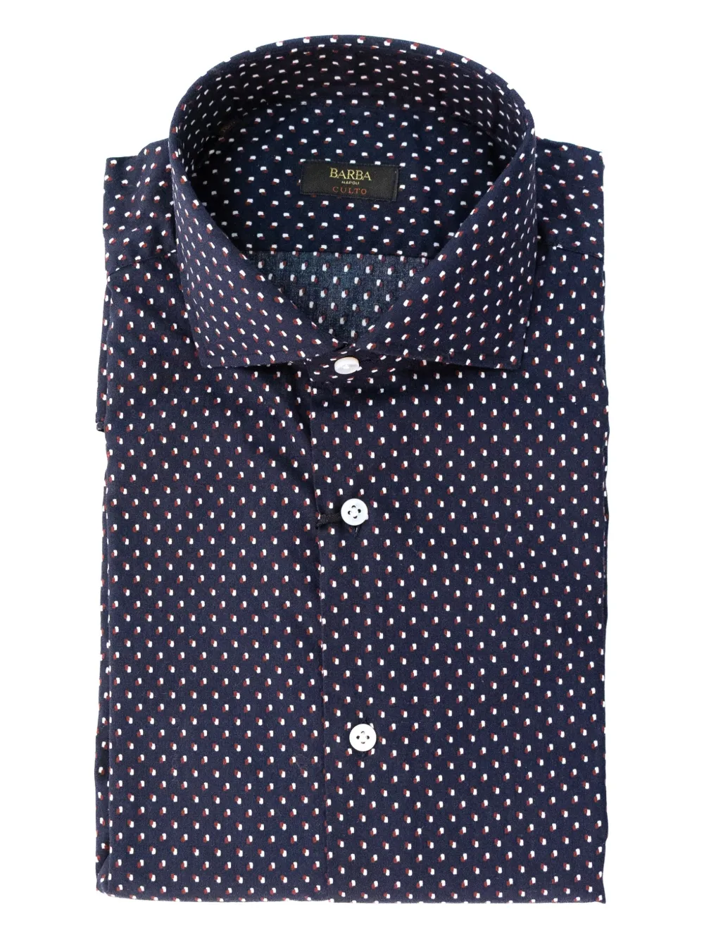 Barba Overhemd met micro patroon Blauw