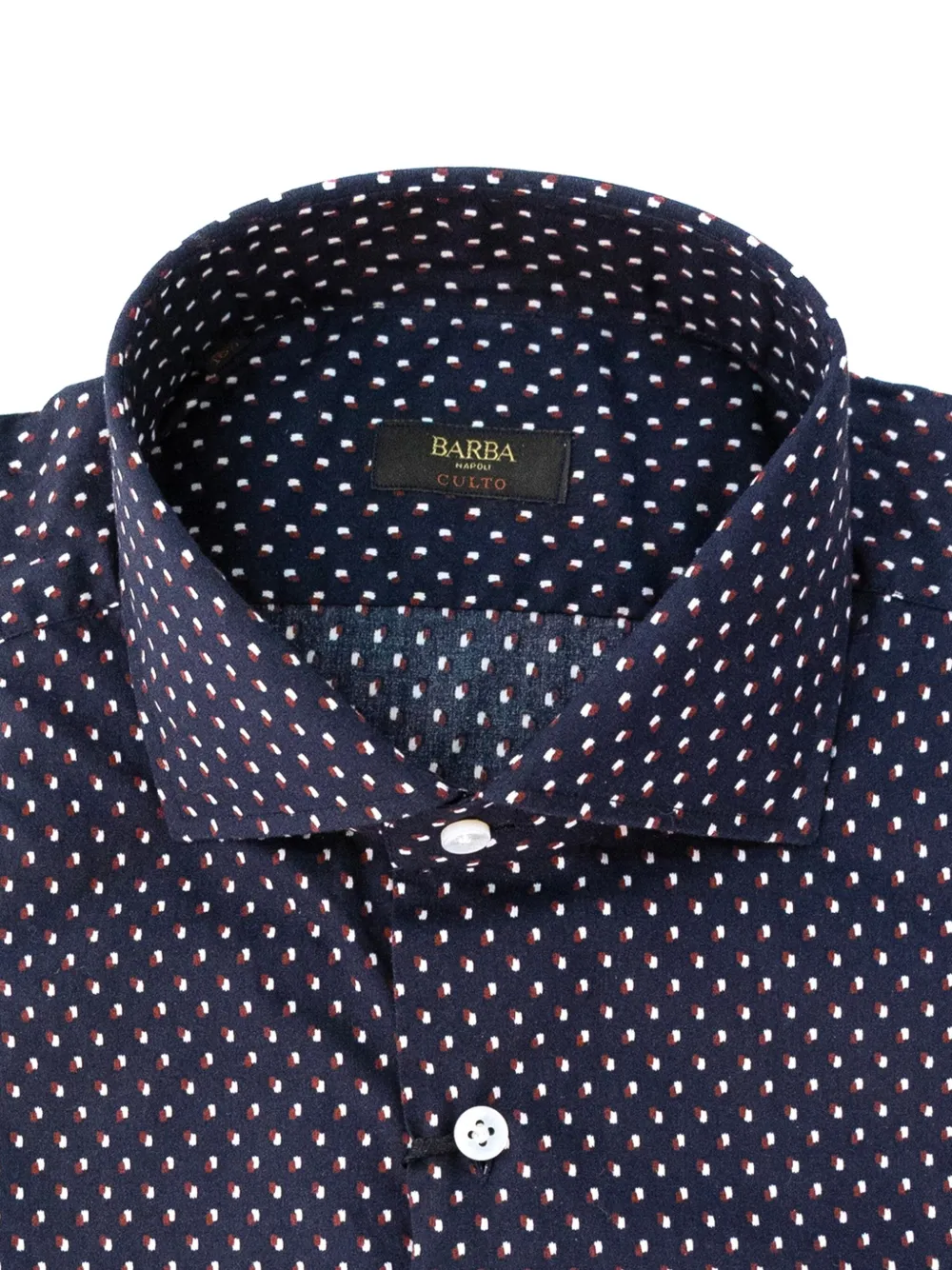Barba Overhemd met micro patroon Blauw