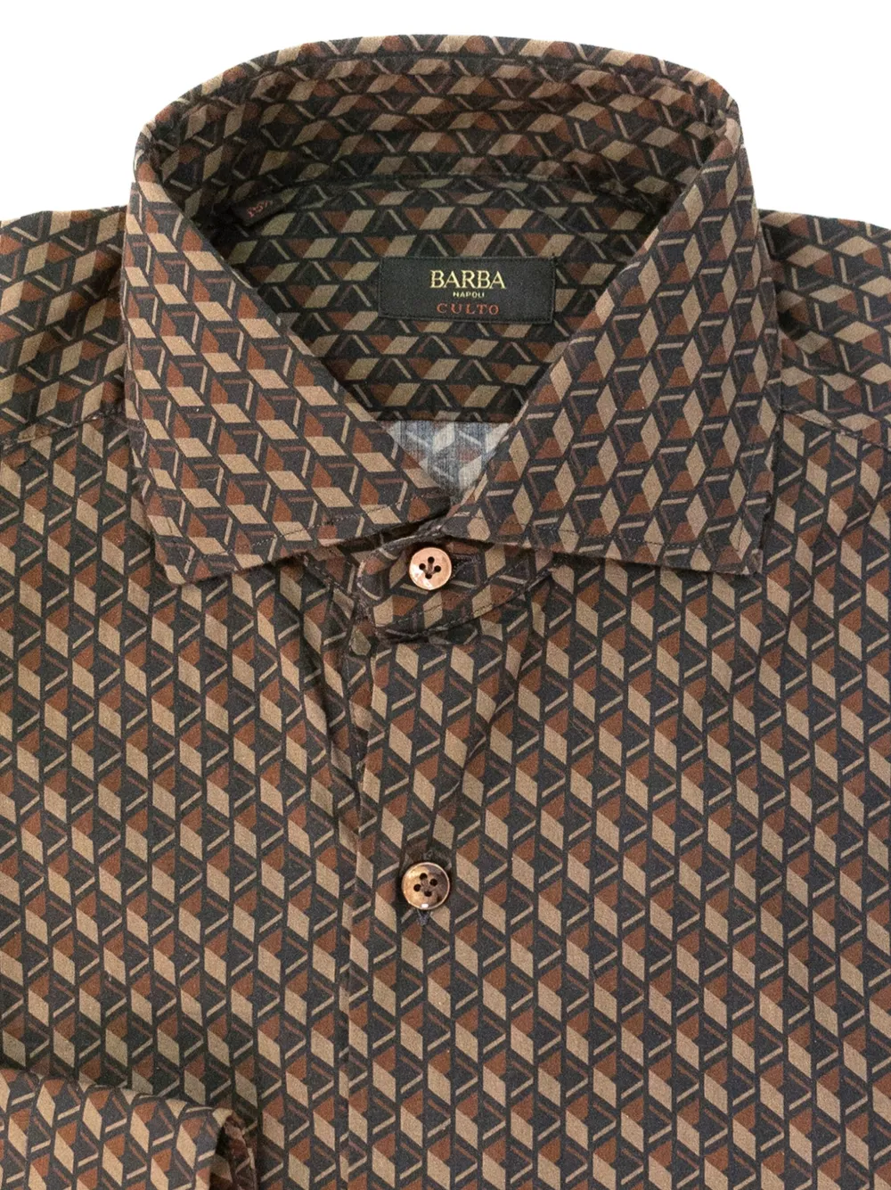 Barba Overhemd met geometrische print Bruin