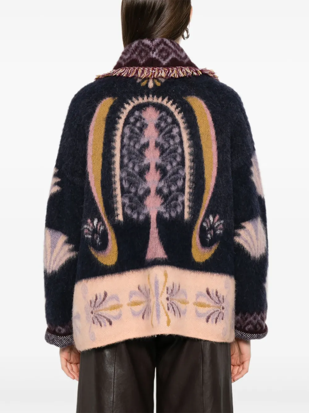 Forte Forte Floral-pattern Fringed Cardigan In Purple