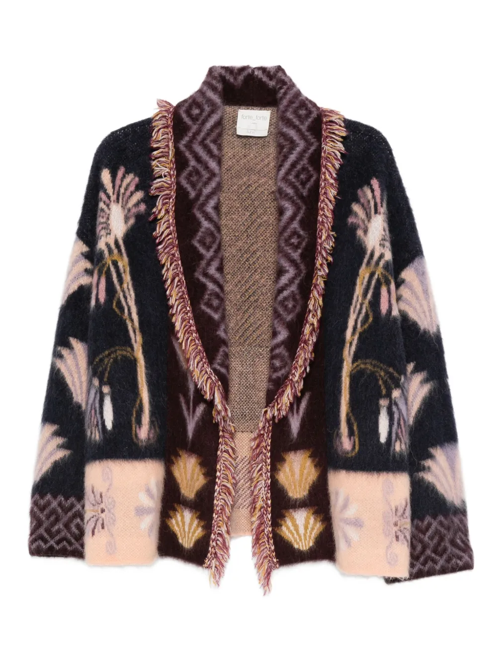Forte Forte Floral-pattern Fringed Cardigan In Purple