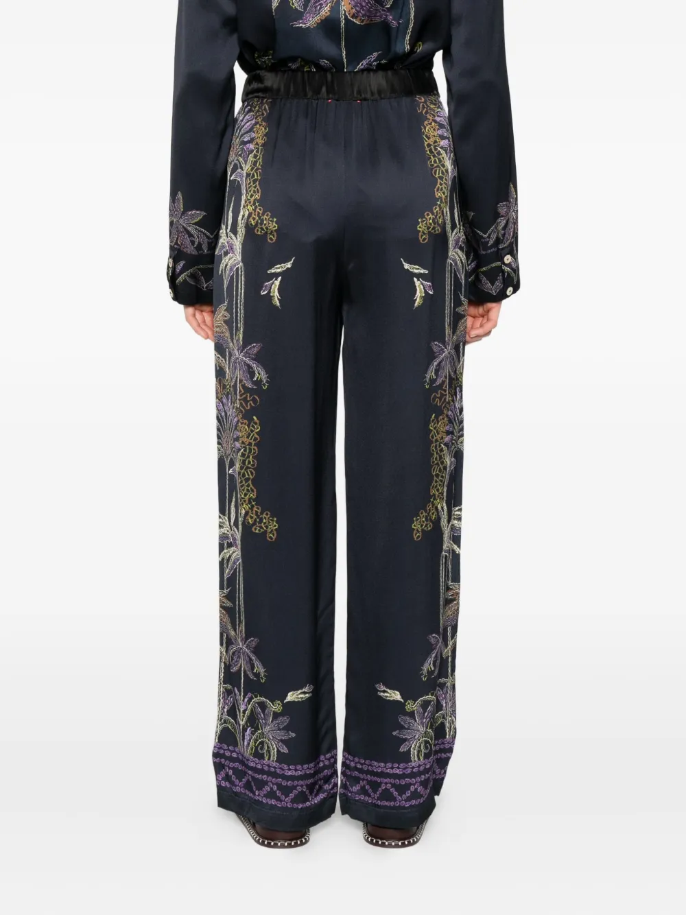 Forte Forte Floral-embroidered Trousers In Blue