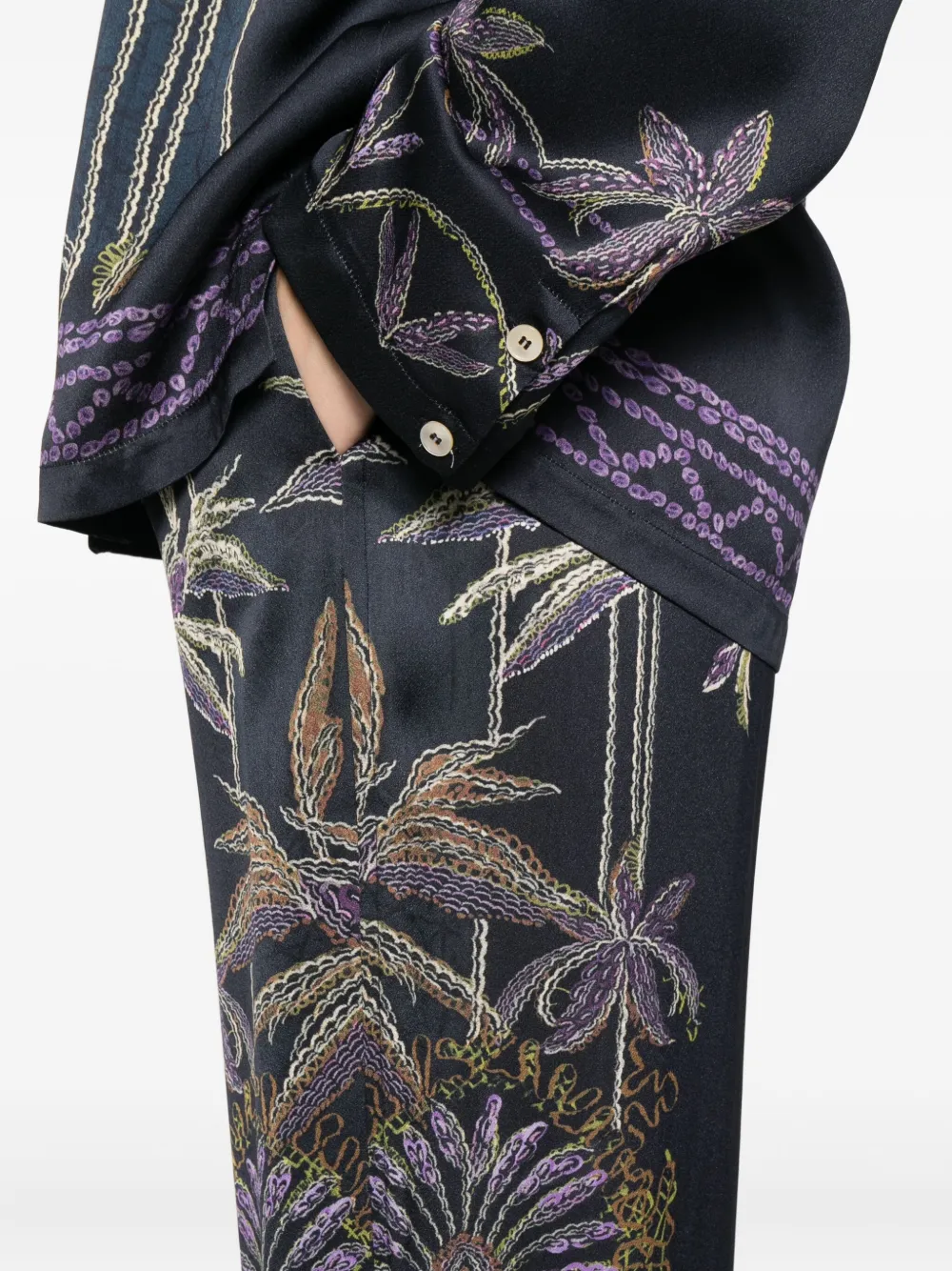Forte Forte Floral-embroidered Trousers In Blue