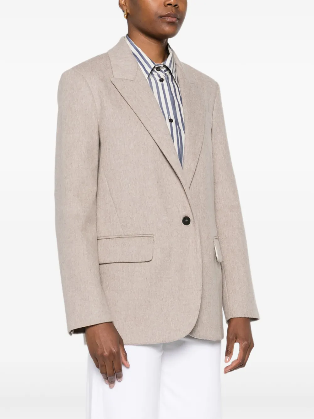 Forte Forte Single-breasted Peak-lapels Blazer In Neutral