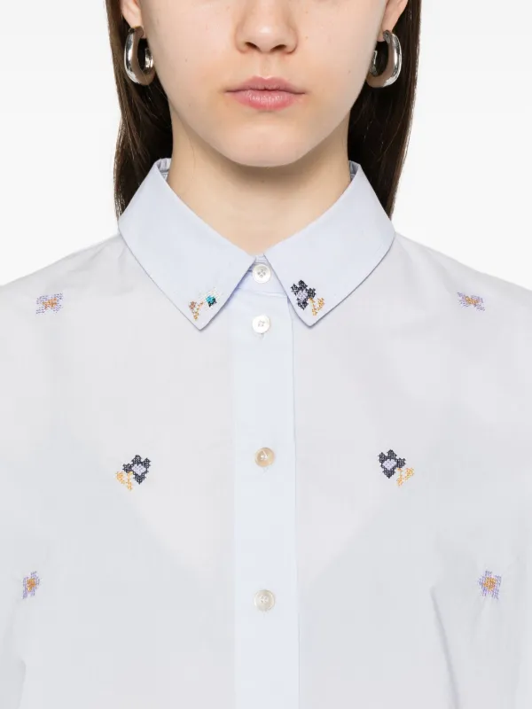 Forte Forte Chemise à Fleurs Brodées Bleu FARFETCH TN