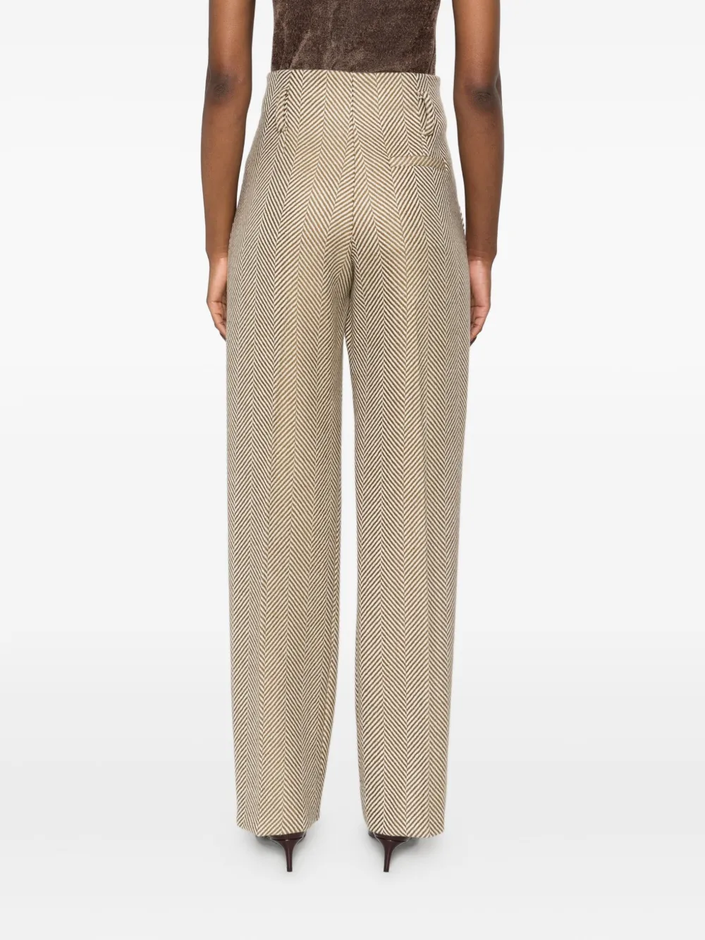 Forte Forte Herringbone Pleated Trousers In Neutral