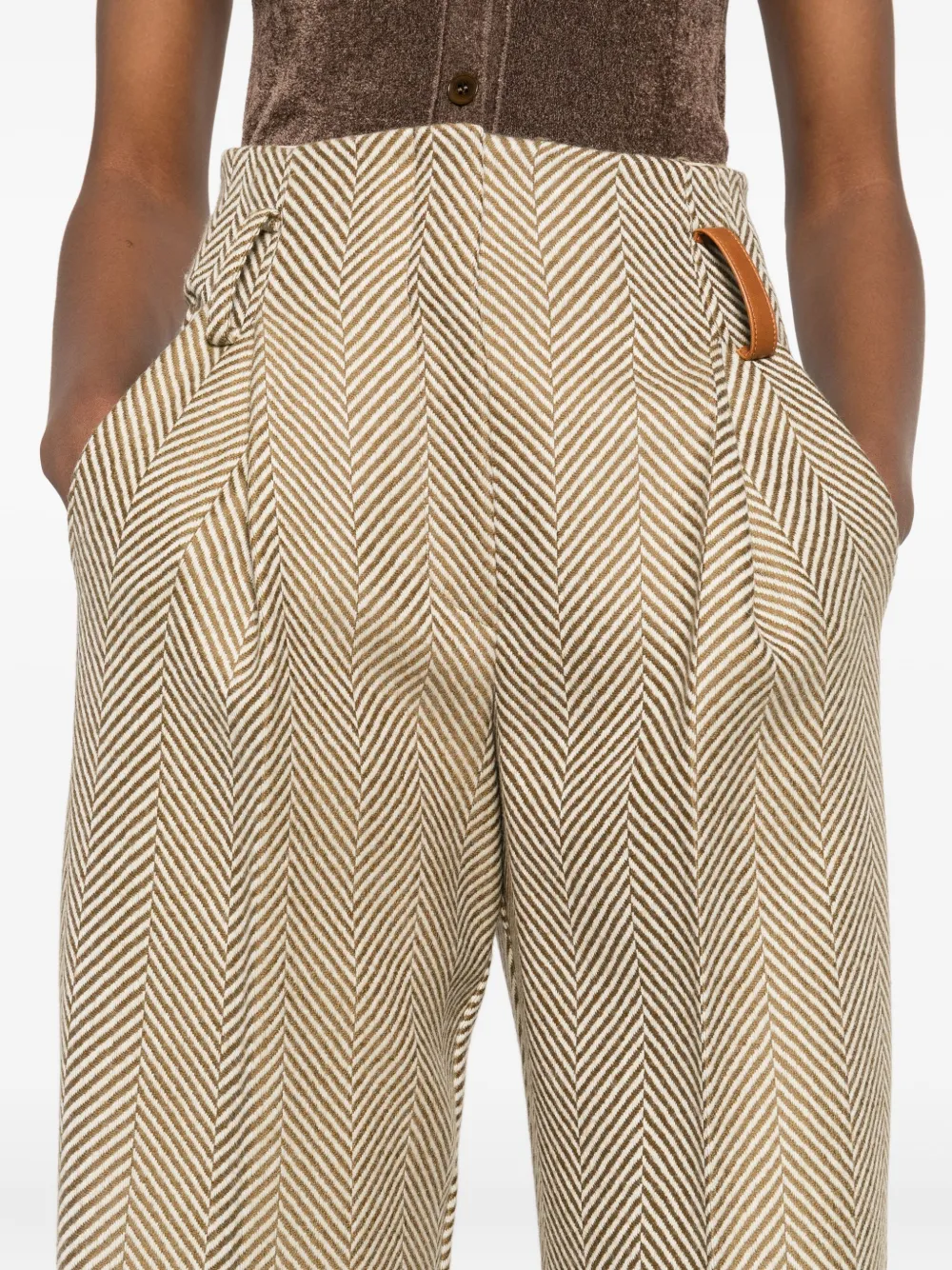 Forte Forte Herringbone Pleated Trousers In Neutral