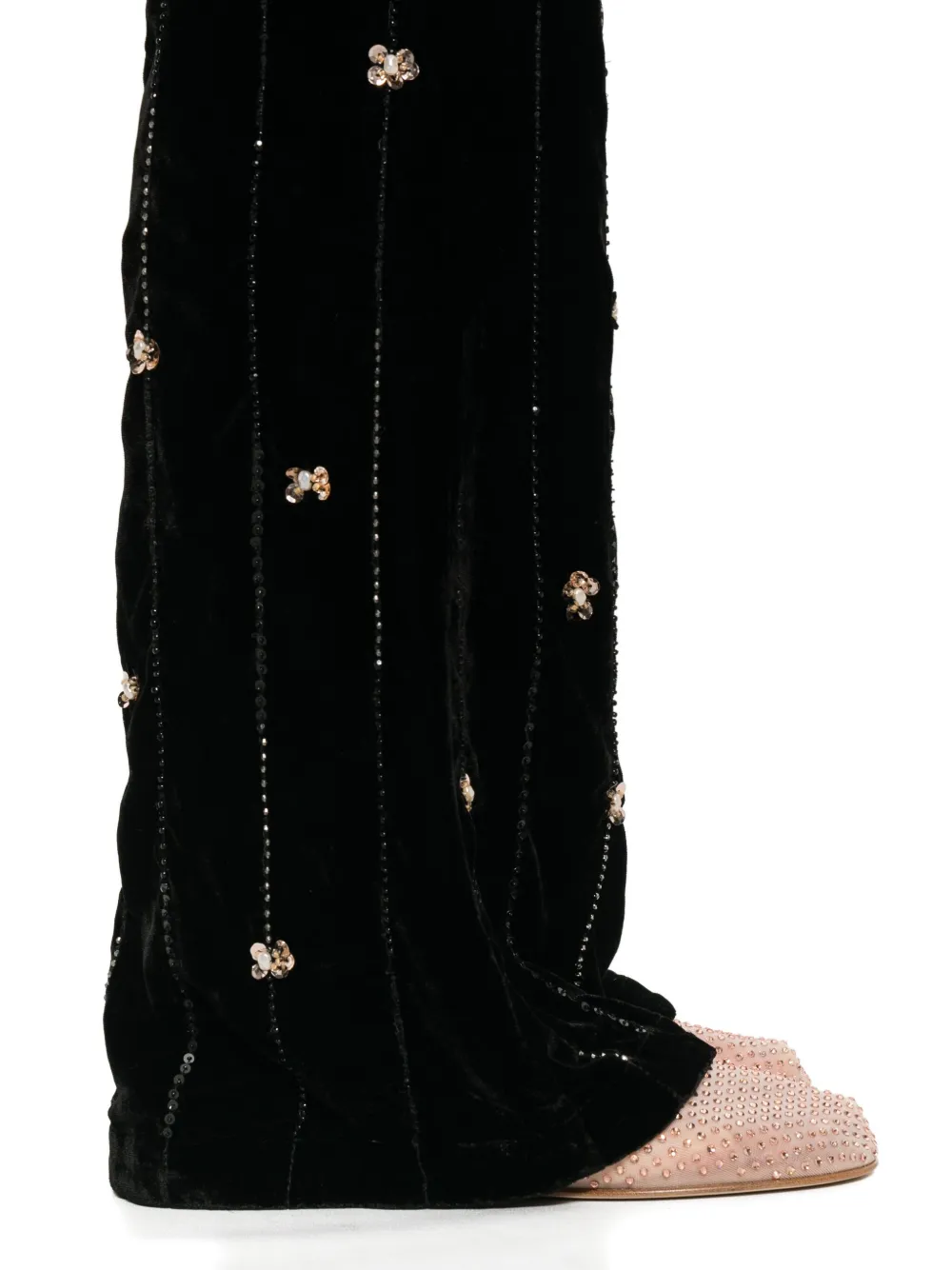 Forte Forte Embellished Velvet Trousers In Black