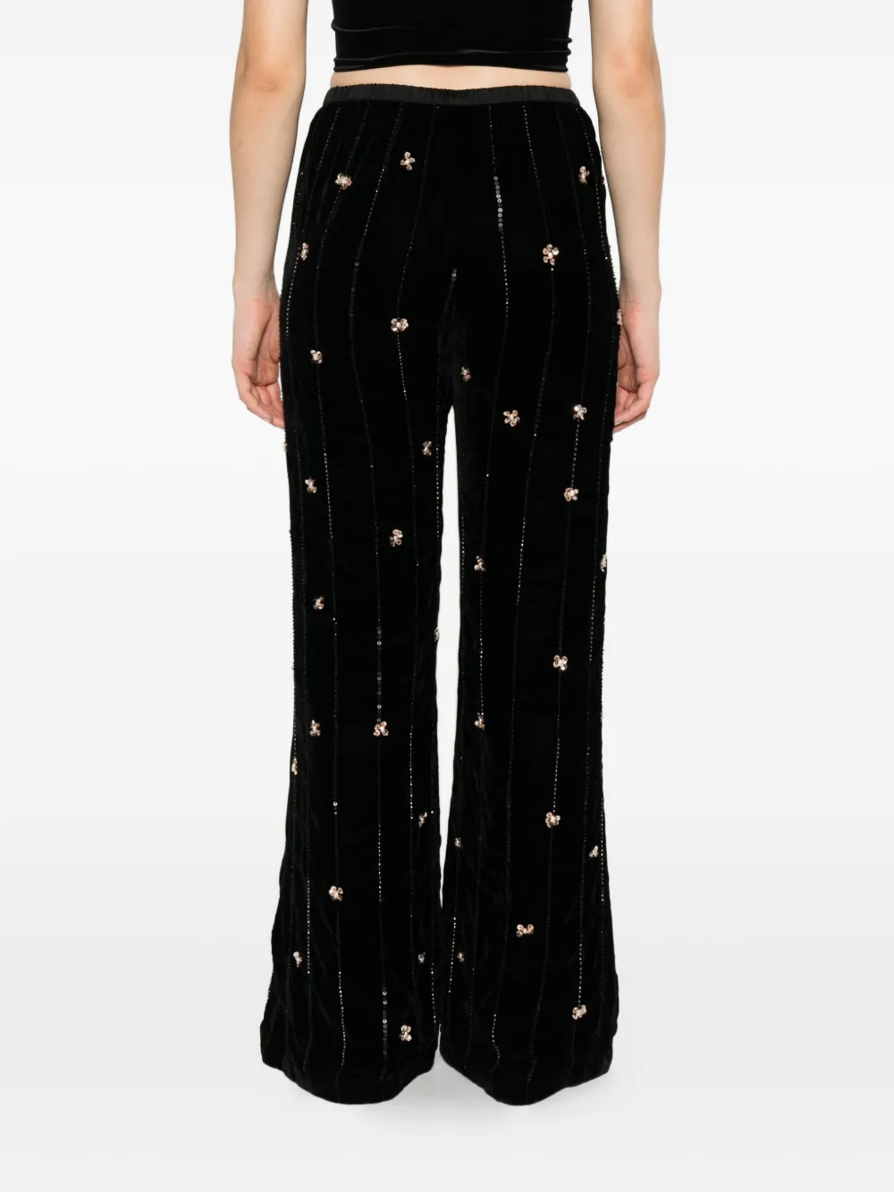 Forte Forte Embellished Velvet Trousers In Black