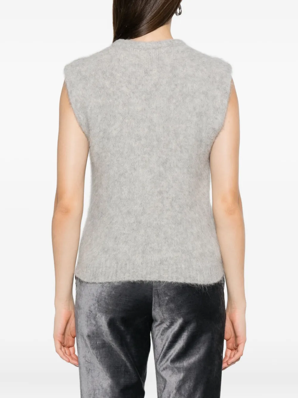 Forte Forte Cropped Sleeveless Top Ribbed Hem In Gray