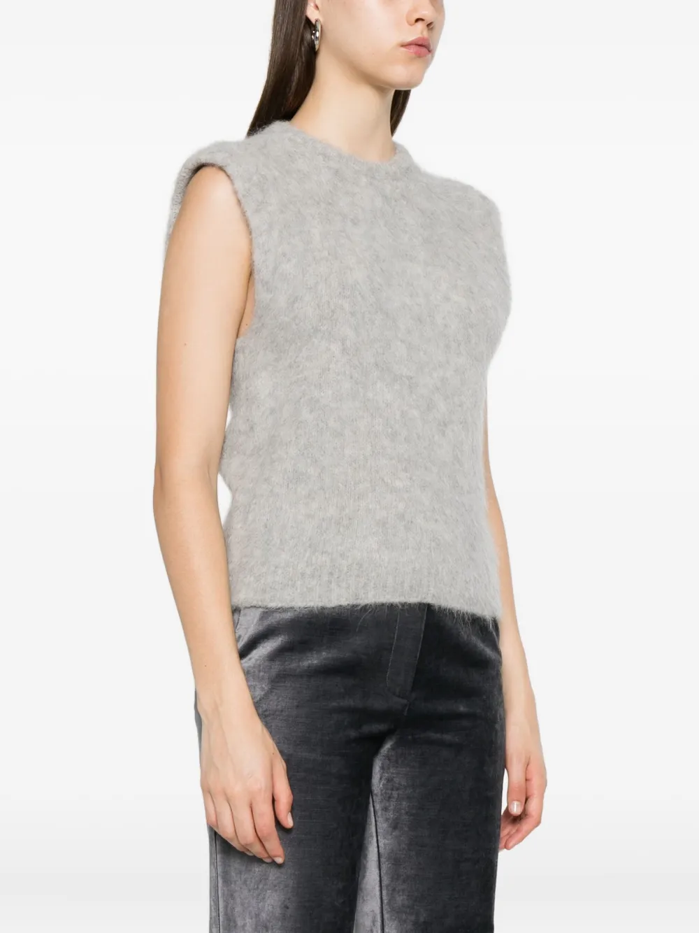 Forte Forte Cropped Sleeveless Top Ribbed Hem In Gray
