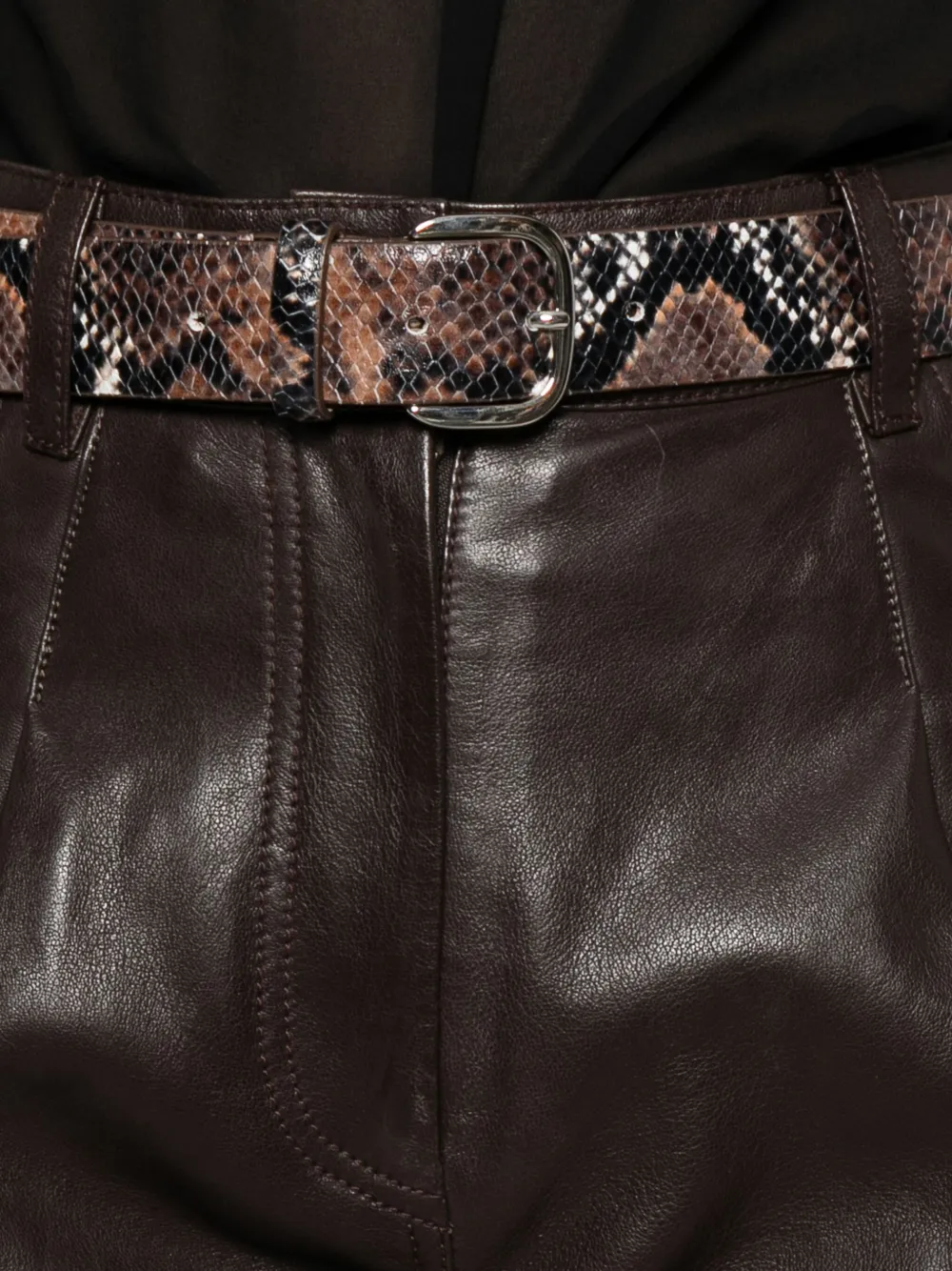 Forte Forte Leather Trousers In Brown