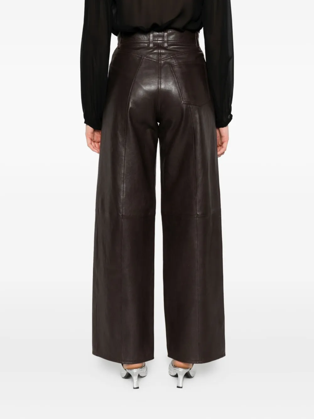 Forte Forte Leather Trousers In Brown