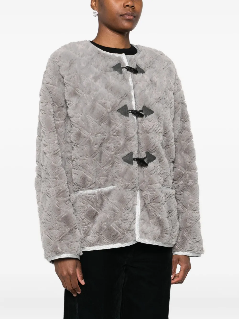 Forte Forte Toggle-fastening Textured Jacket In Gray