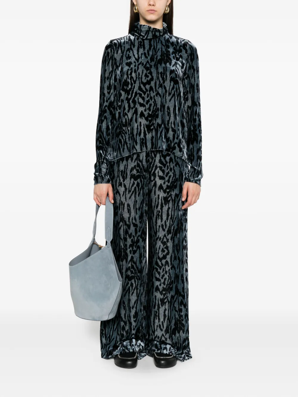Forte Forte Broek met dierenprint - Blauw