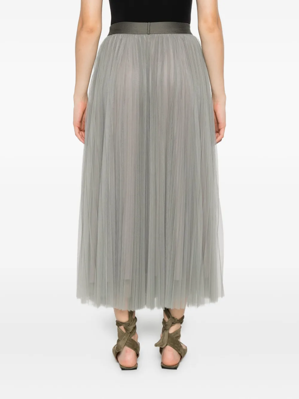Forte Forte Midi A-line Tulle Pleated Skirt In Green