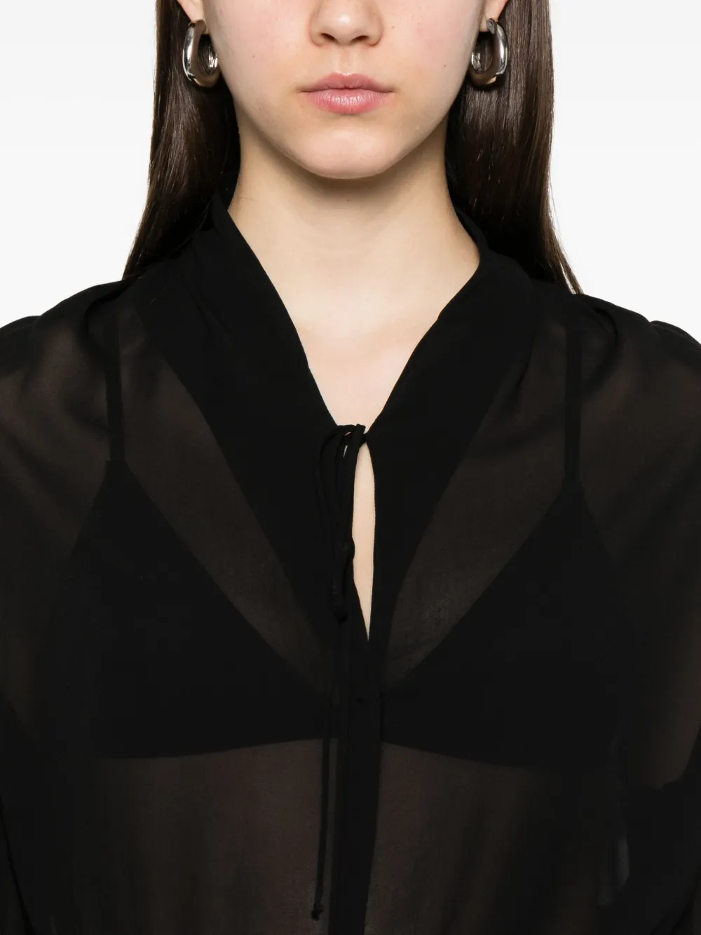 Forte Doorzichtige blouse Zwart