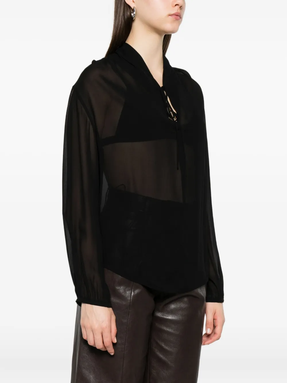 Forte Doorzichtige blouse Zwart