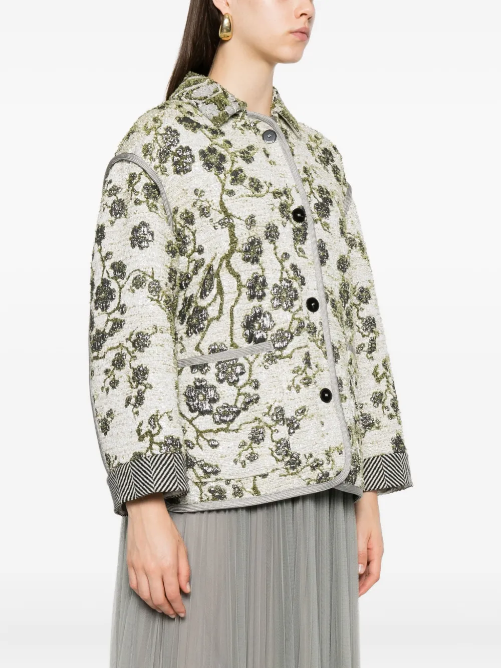 Forte Forte Jacquard La Lune En Fleur Jacket In Gray