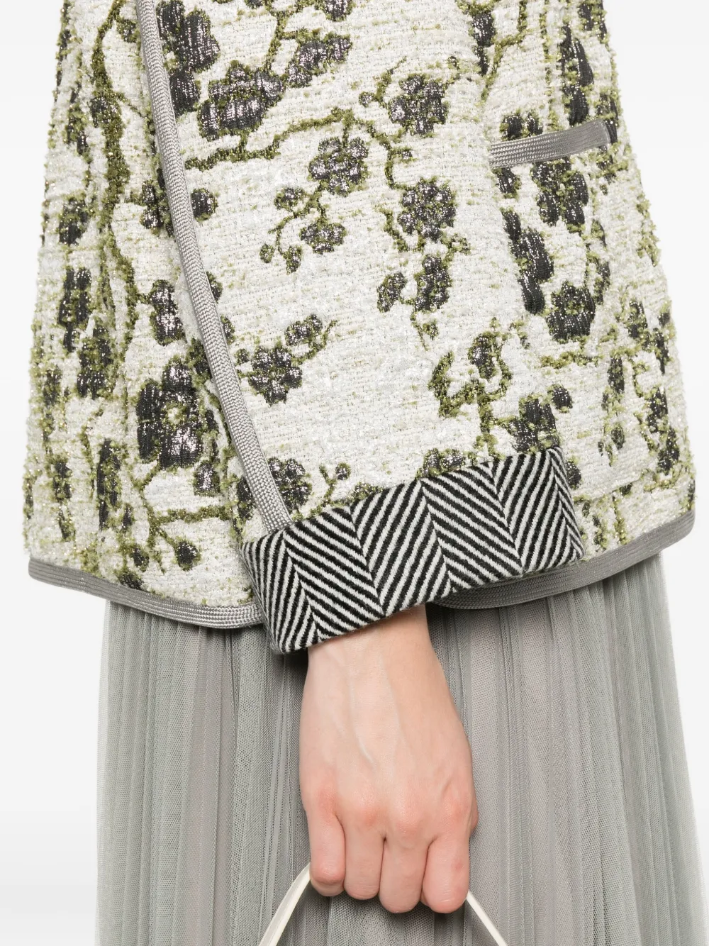 Forte Forte Jacquard La Lune En Fleur Jacket In Gray