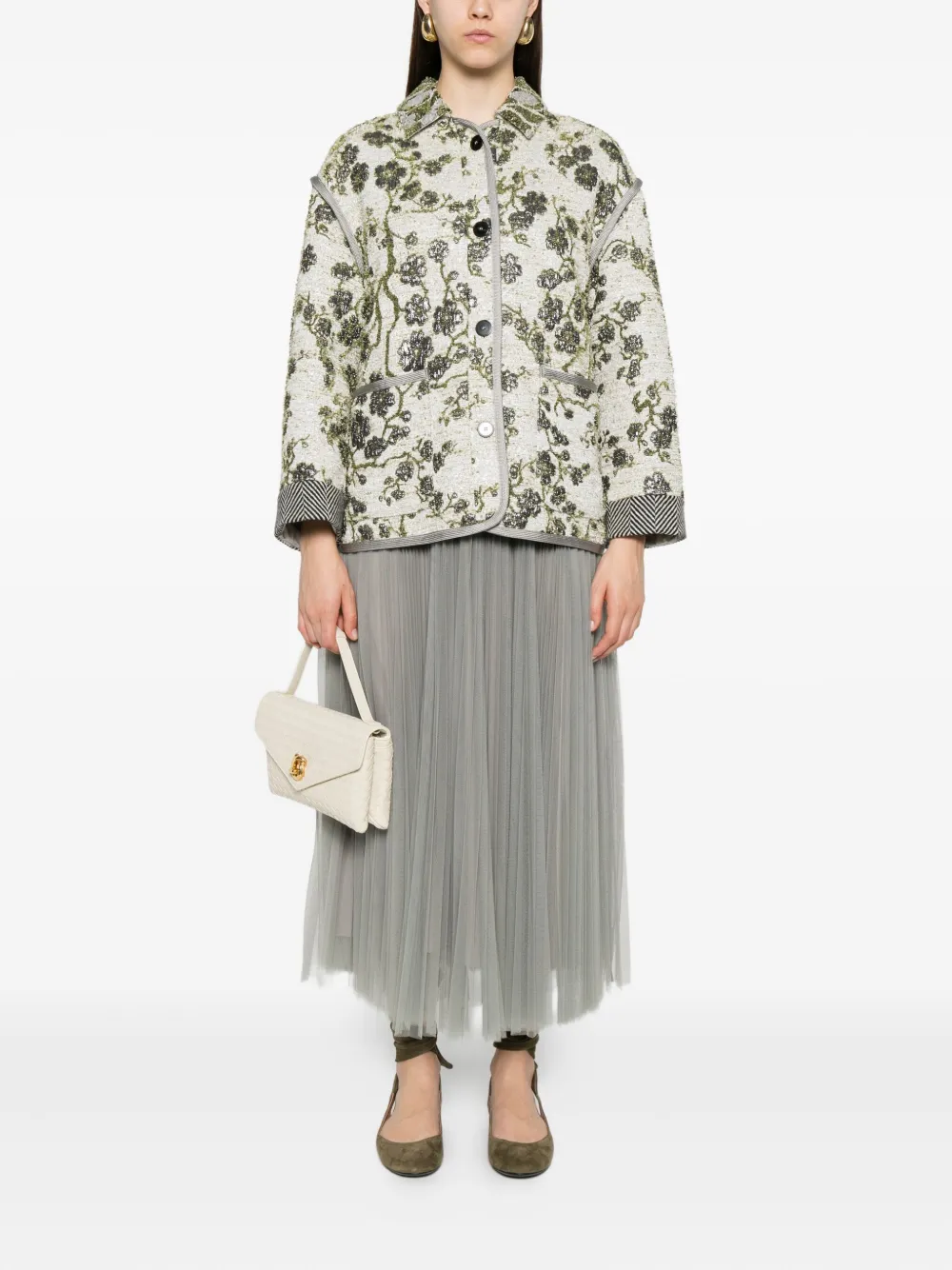Forte Forte Jacquard La Lune En Fleur Jacket In Gray