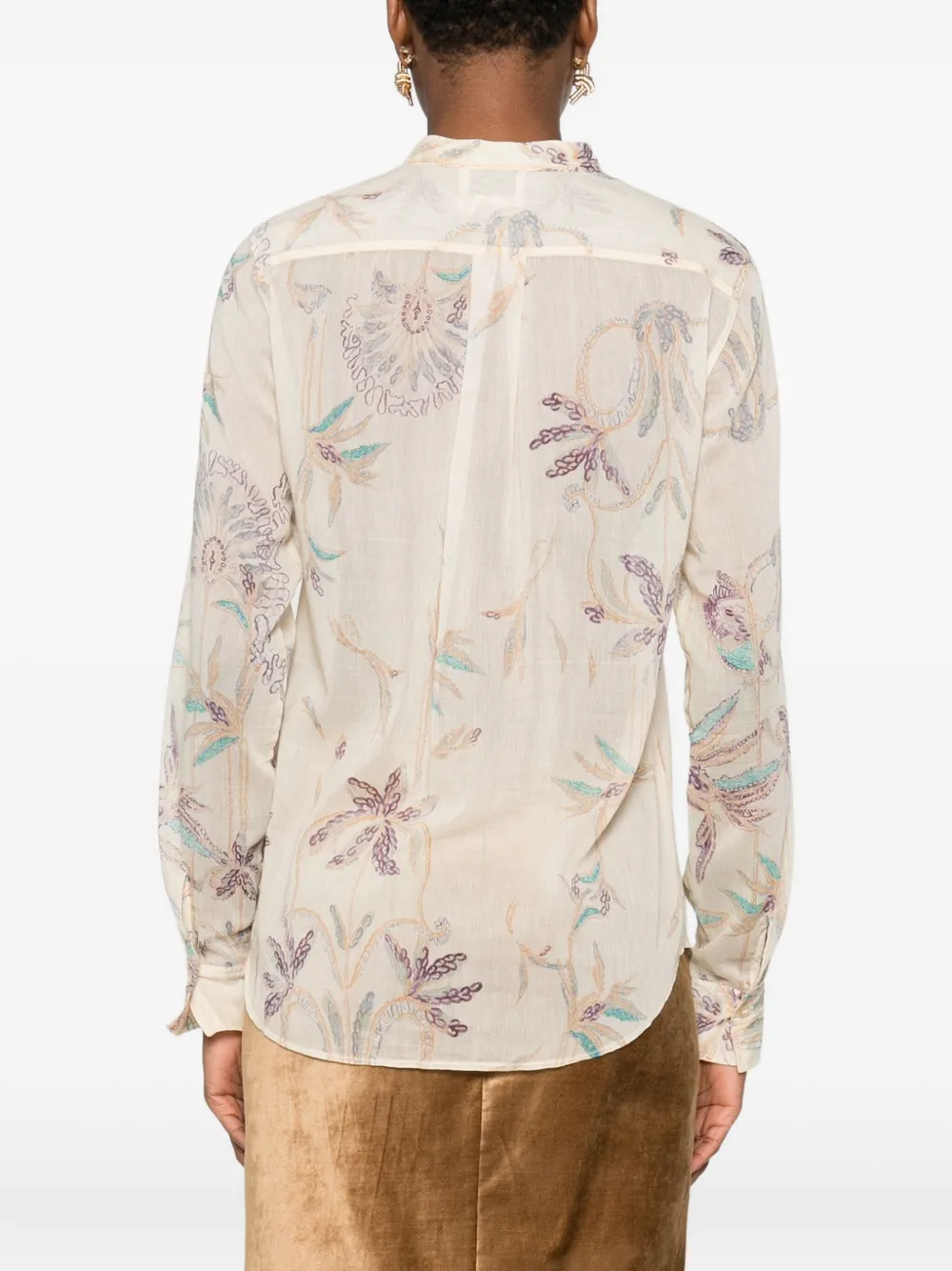 Forte Blouse met bloemenprint Beige