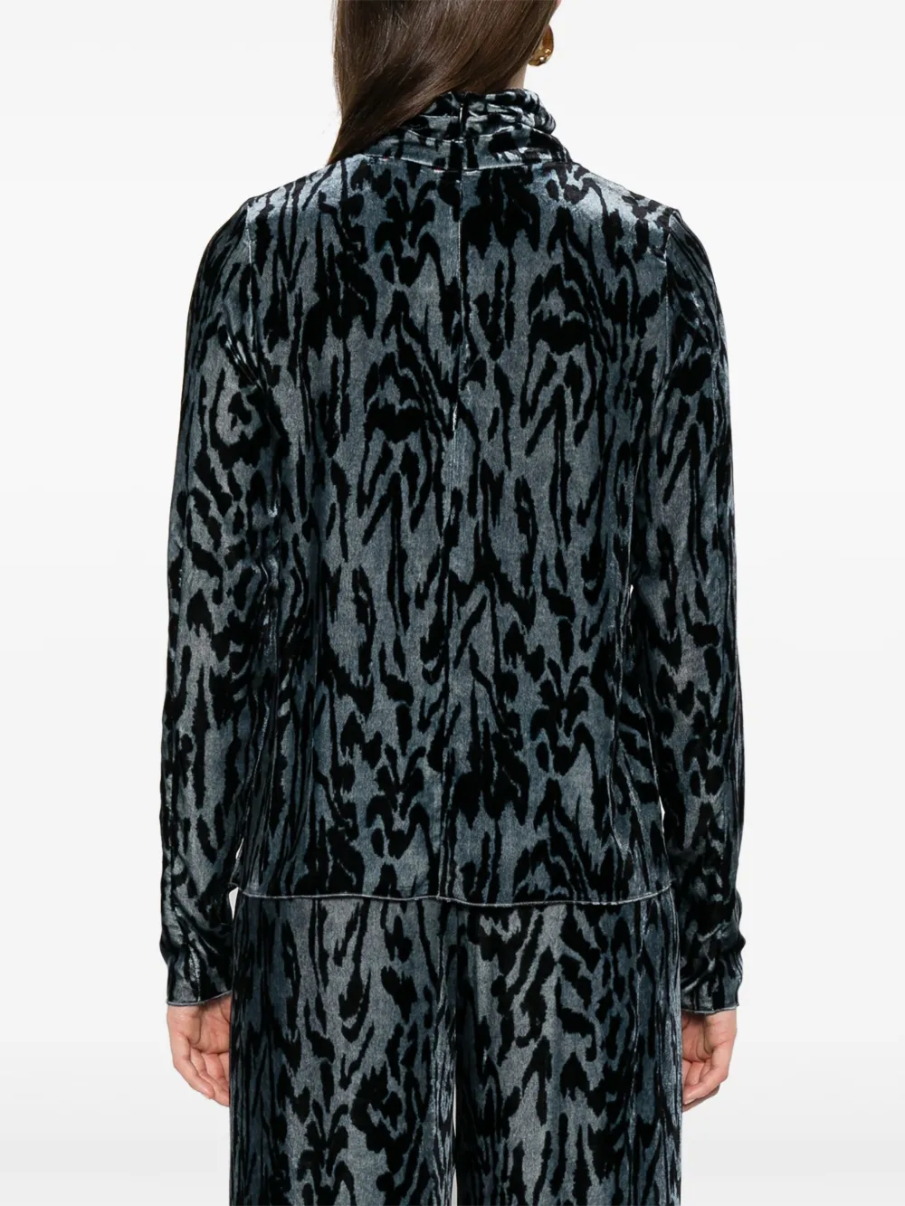 Forte Forte Animal-print Turtleneck Top In Blue