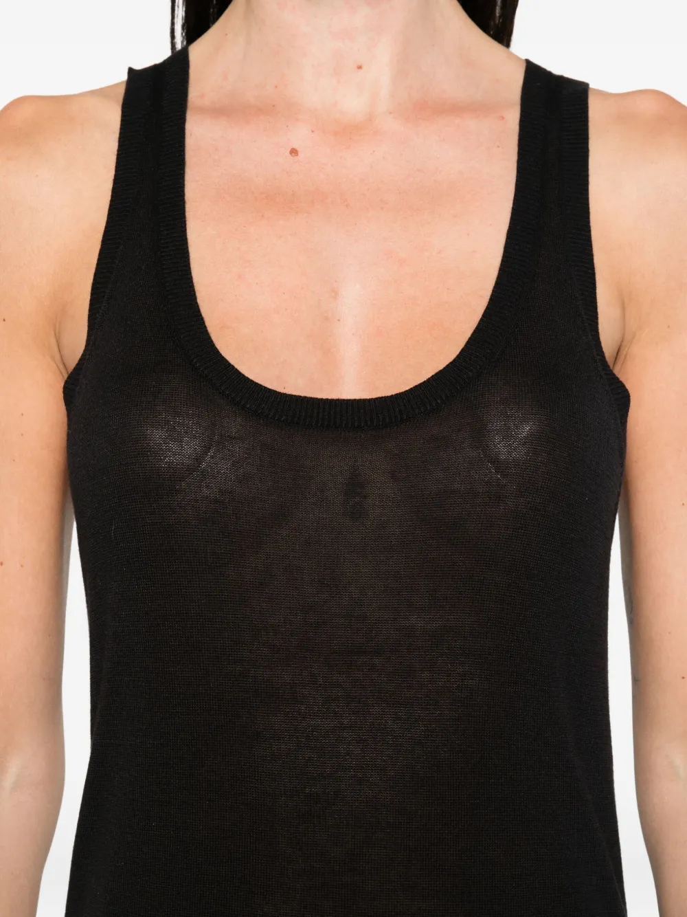 TOTEME Tanktop met diepe ronde hals Zwart