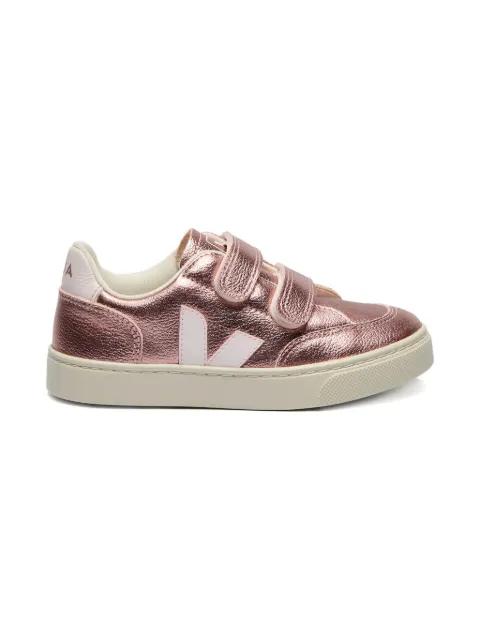 VEJA Kids metallic leather touch-strap sneakers
