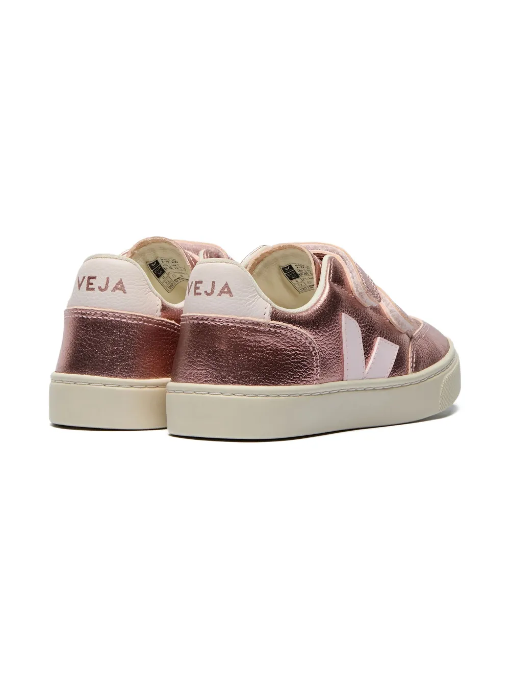 VEJA Kids metallic leather touch-strap sneakers Pink