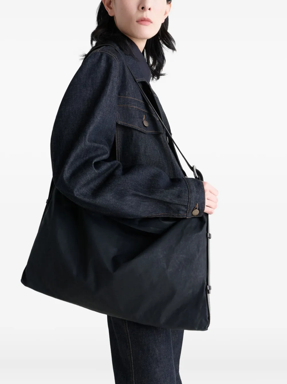 LEMAIRE Medium tas met leren bandje Zwart