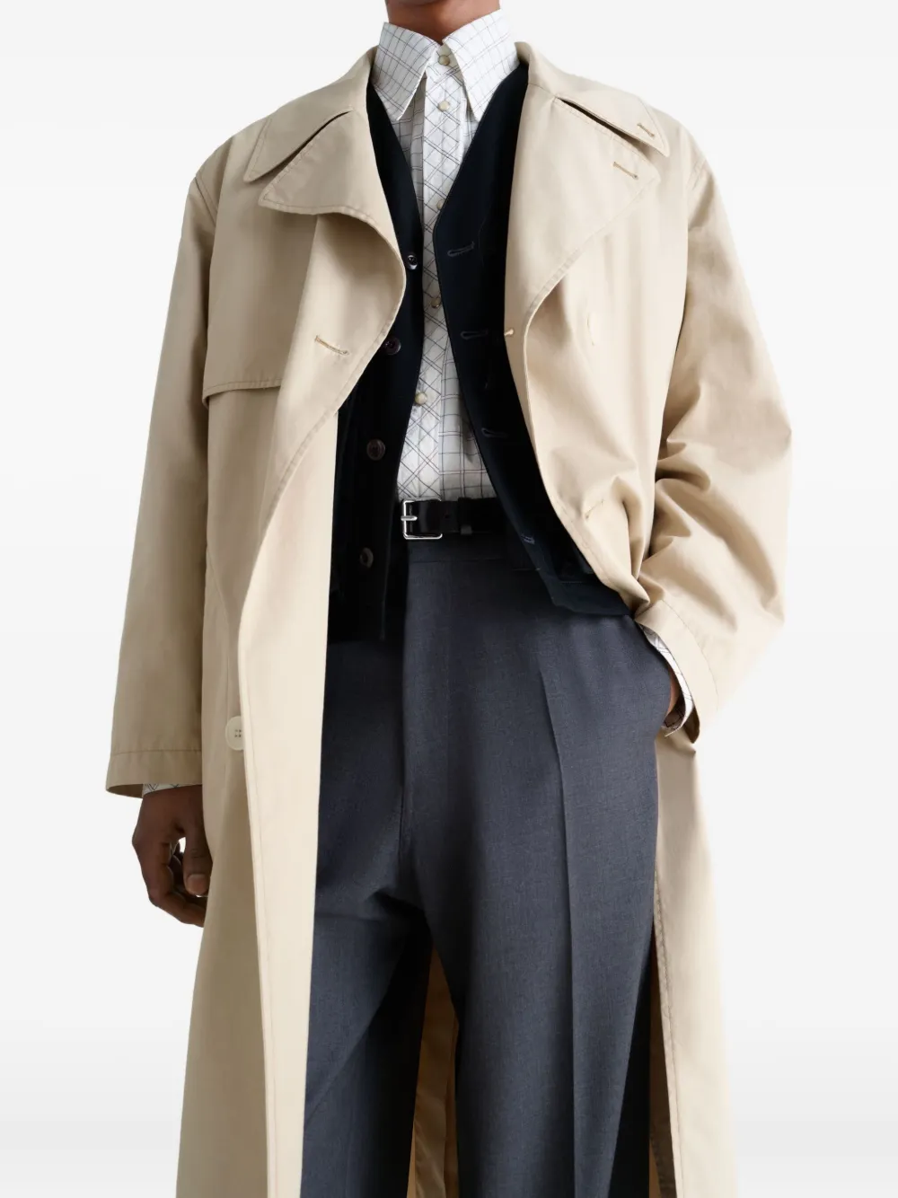 LEMAIRE Trenchcoat met dubbele rij knopen en ceintuur Beige