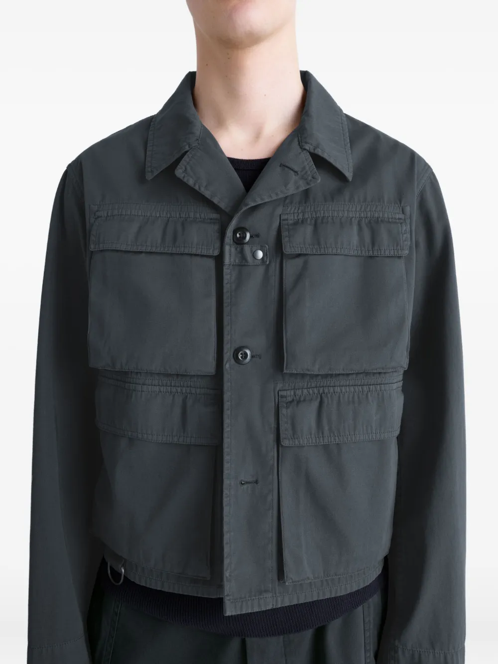 Lemaire Buttoned Pocket Utility Jacket In Blue