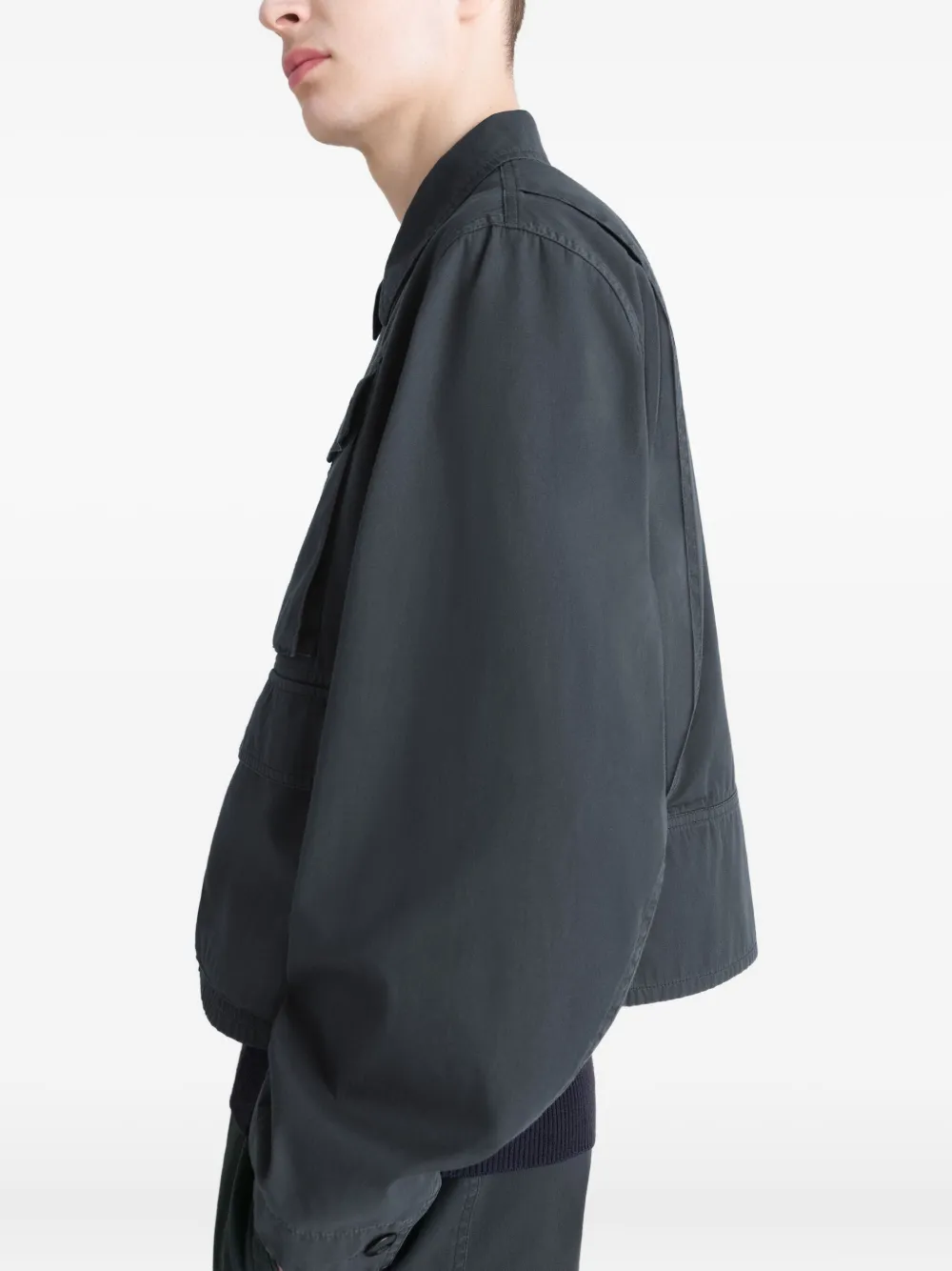 Lemaire Buttoned Pocket Utility Jacket In Blue
