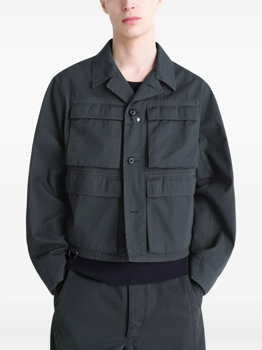Lemaire Buttoned Pocket Utility Jacket In Blue