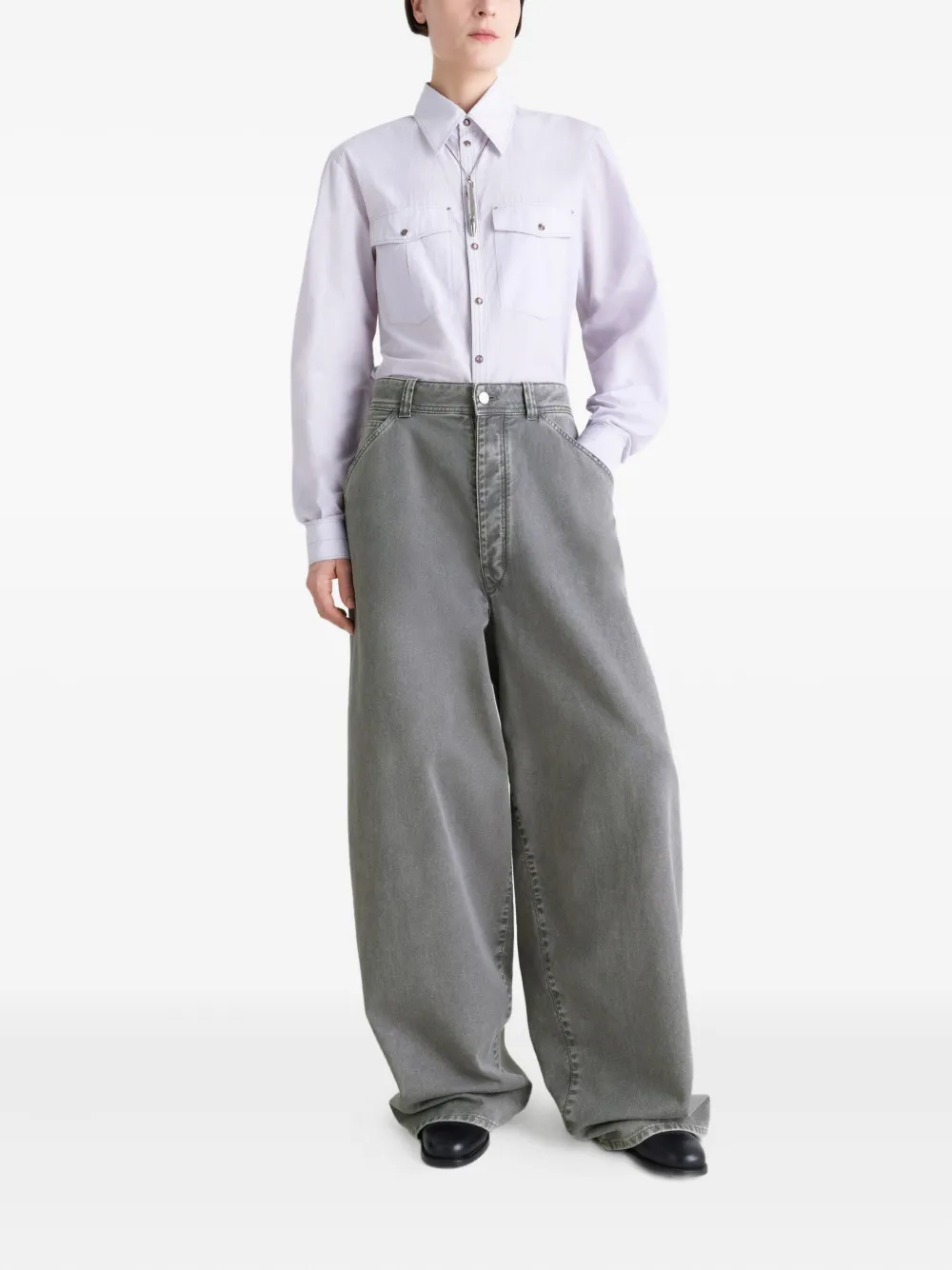 LEMAIRE Broek met toelopende pijpen en snowwash-effect - Grijs